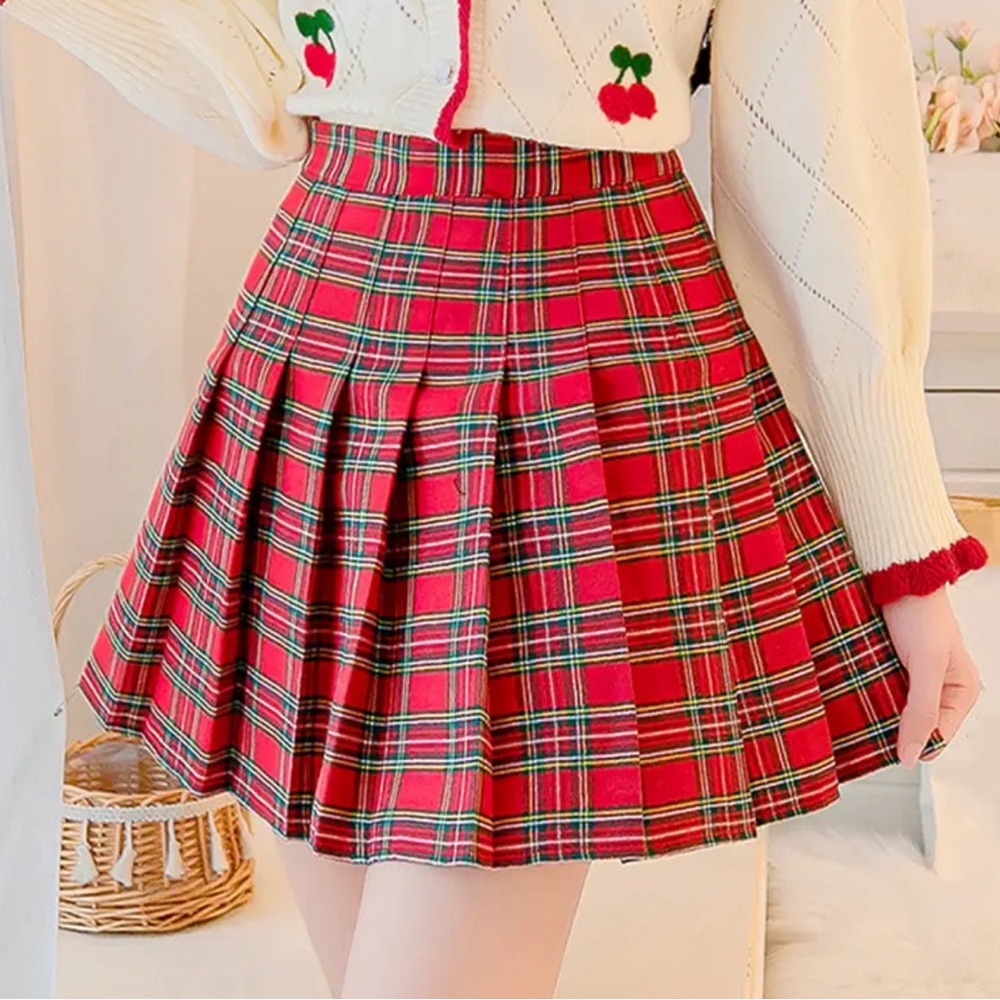 High-waisted Plaid Skirt